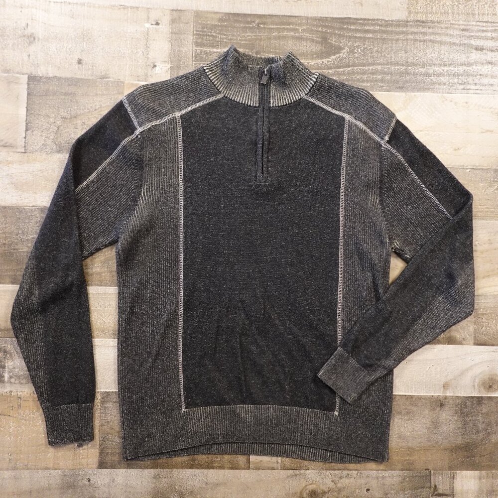 Trend by FX Fusion Sweater Men’s XL Gray Quarter Zip Mock‎ Neck Cotton Blend